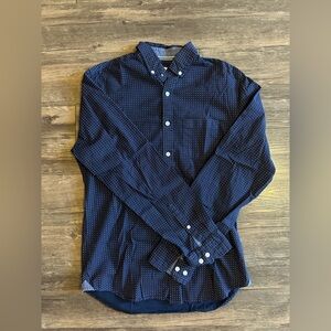 Express Men's Navy Blue Polka Dot Shirt Size M